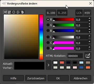 Dialogfenster zur Änderung der Vordergrundfarbe