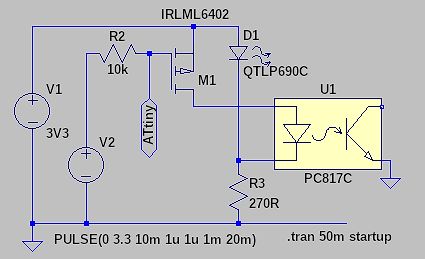Schaltplan mit MOSFET, Optokoppler und Mikrocontroller