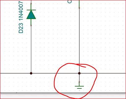 Ausschnitt eines Schaltplans mit Diode und Masse