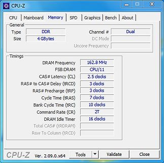 CPU-Z Screenshot der Arbeitsspeicher-Details