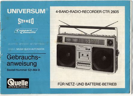 Bedienungsanleitung eines Universum Radio-Recorder