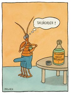 Comic von Ameise mit Glas und Flasche