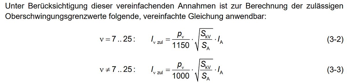 Mathematische Formeln zur Berechnung von Oberschwingungsgrenzwerten