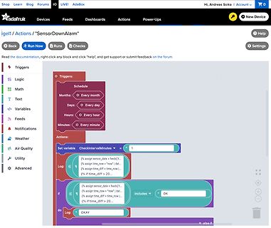 Screenshot einer visuellen Programmieroberfläche