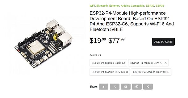 Produktseite eines ESP32-P4 Modul Entwicklungsboards