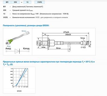 Datenblatt Ausschnitt Diode VL200