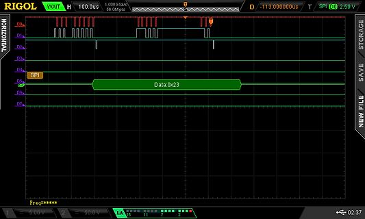 Oszilloskop-Screenshot eines SPI-Signals
