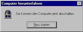 Windows-Dialogfenster zum Herunterfahren des Computers