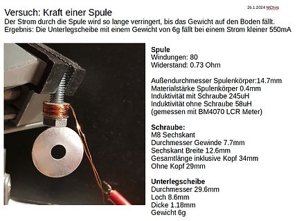 Versuch zur Kraft einer Spule mit Messdaten
