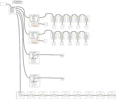 Schaltplan einer Logikschaltung mit Multiplexern und LEDs