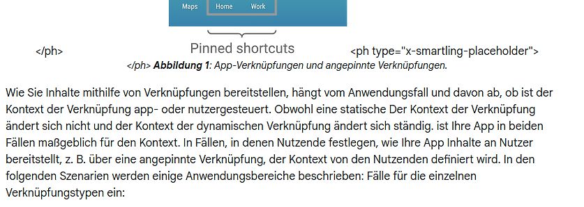 Textauszug über App-Verknüpfungen