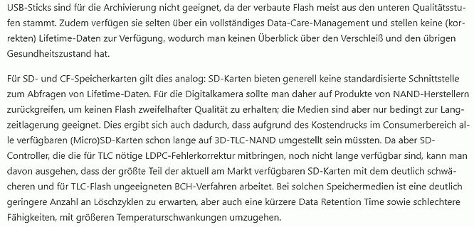 Deutscher Text über USB-Sticks und SD-Speicherkarten