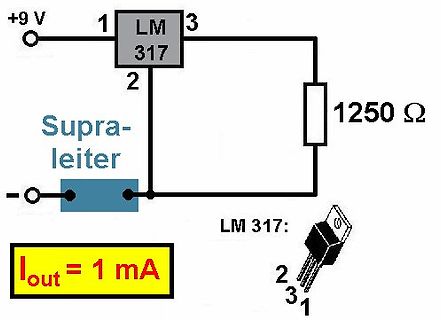 Schaltplan einer Konstantstromquelle mit LM317
