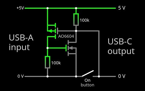 Schaltplan USB-A zu USB-C Konverter