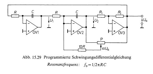 Schaltplan einer programmierten Schwingungsdifferentialgleichung