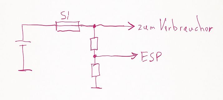 Handgezeichneter Schaltplan mit Sicherung und Verbraucher