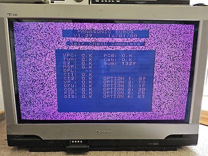 Selbsttest-Bildschirm eines Panasonic Fernsehers