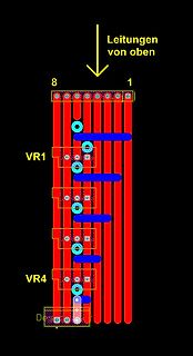 CAD-Darstellung eines Leiterplatten-Layouts