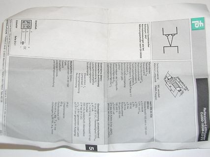 Datenblattseite eines Lichtleisters