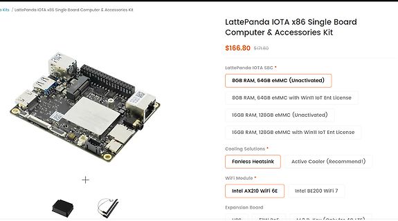 Produktseite LattePanda IOTA x86 Single Board Computer Kit