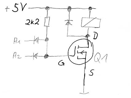 Handgezeichneter Schaltplan mit MOSFET