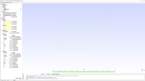 Screenshot einer Simulationssoftware für Magnete