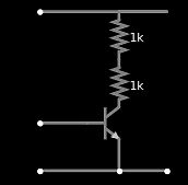 Schaltplan eines NPN-Transistors mit zwei Widerständen