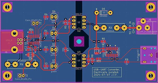 PCB-Layout eines USB-UART-Converters