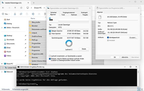 Windows Explorer und Eingabeaufforderung Fenster