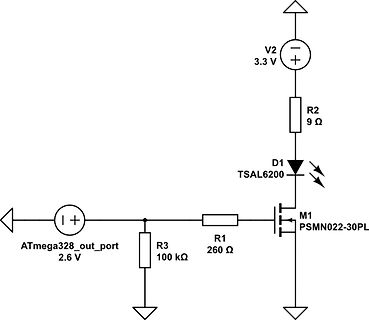 Schaltplan einer LED-Ansteuerung mit MOSFET