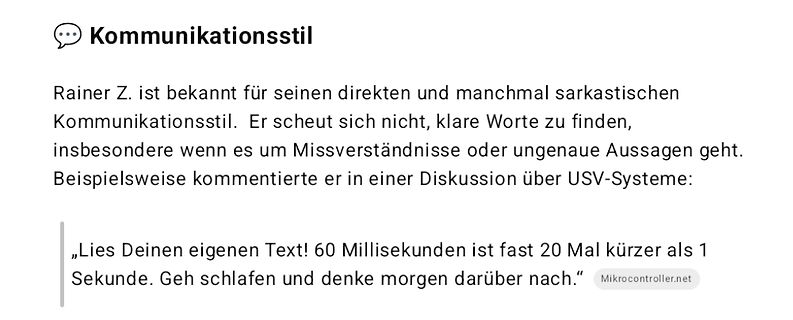 Text über Kommunikationsstil von Rainer Z.