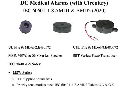DC Medical Alarms mit Lautsprechern und Piezo-Wandlern