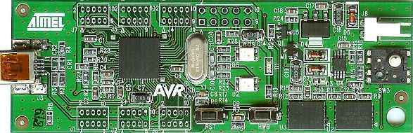 Bestückte Leiterplatte mit AVR-Mikrocontroller