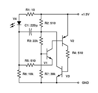Schaltplan einer Transistorschaltung mit LED