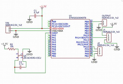 Schaltplan mit STM32G030K8T6 Mikrocontroller