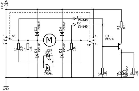 Schaltplan einer Motorsteuerung mit LEDs