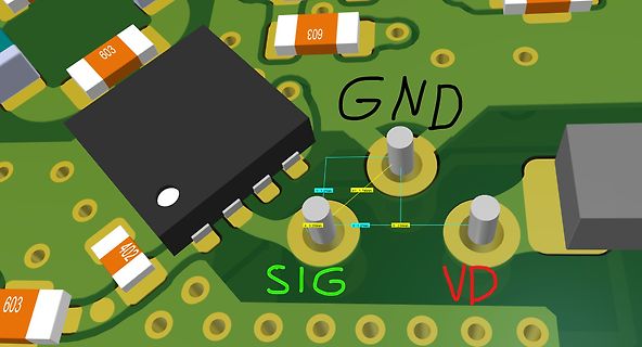 3D-Ansicht eines PCB-Layouts mit Bauteilen