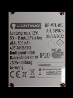 Typenschild eines Lightway Geräts