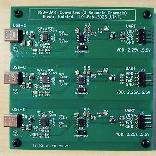 Drei USB-UART Konverter mit galvanischer Trennung