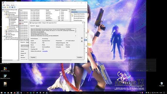 Windows Fehlermeldung auf Final Fantasy X-2 Hintergrundbild