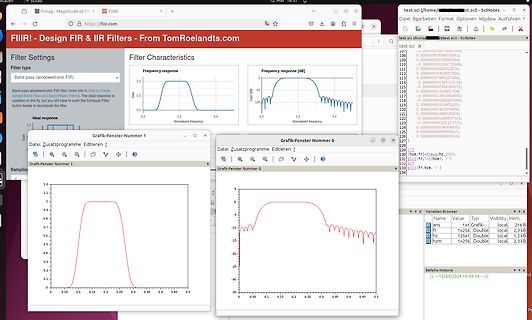 Screenshots von Software zur Filtercharakteristik