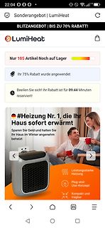 Screenshot einer Werbeanzeige für eine Heizung