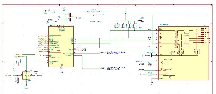 Schaltplan einer Ethernet-Schaltung mit LAN8720A