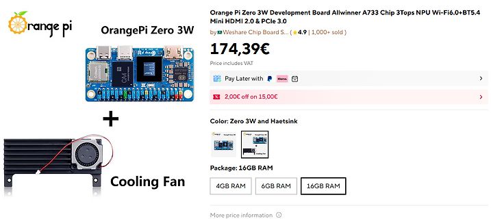 Online-Shop Angebot für Orange Pi Zero 3W Bundle