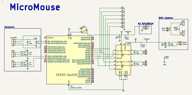 Schaltplan MicroMouse ESP32-DevKit und BMS-System