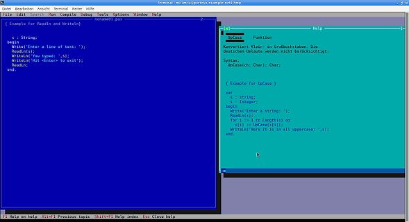 Screenshot eines Pascal-Programmierers mit Hilfe-Funktion