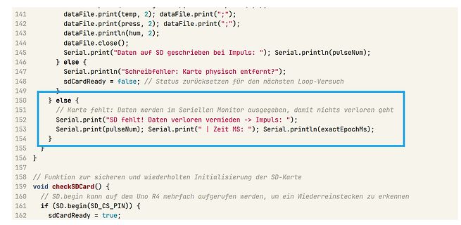 Programmcode für SD-Karten-Initialisierung und Datenlogger