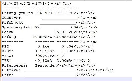 Prüfprotokoll nach DIN VDE 0701-0702