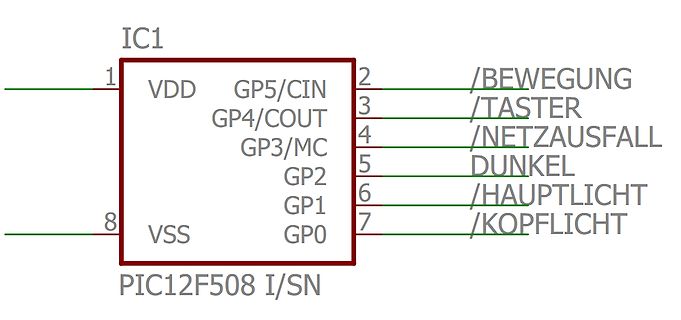 Pinbelegung PIC12F508 IC