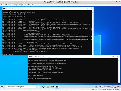 Windows VirtualBox Terminal-Fenster mit Verzeichnisinhalt